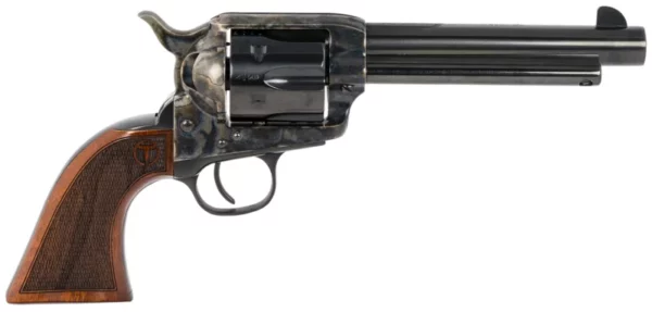Taylors & Company 550815 Smoke Wagon  44-40 Win Caliber with 5.50" Blued Finish Barrel, 6rd Capacity Blued Finish Cylinder, Color Case Hardened Finish Steel Frame & Checkered Walnut Grip