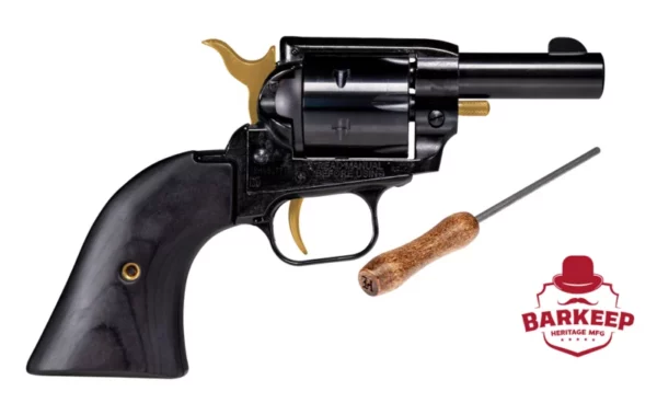 Heritage Mfg BK22B2GLD Barkeep  22 LR 6 Shot, 2.68" Black Oxide Steel Barrel, Black Oxide w/Gold Controls Zinc Alloy Frame, Black Oxide Cylinder, Black Laminate Grip, Manual Safety, Exposed Hammer