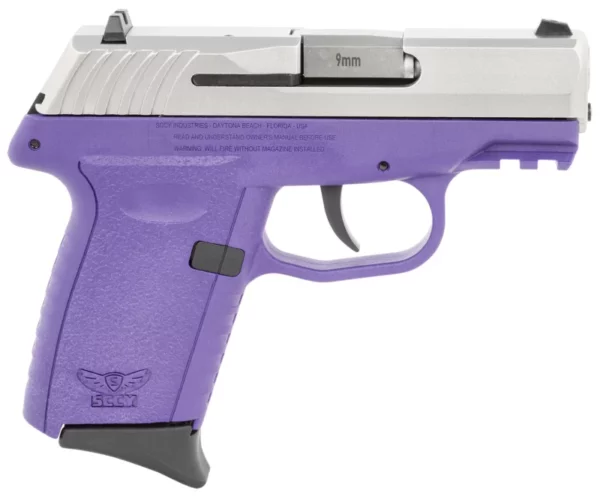 SCCY Industries CPX-2TTPUG3 CPX-2 Gen3 9mm Luger Caliber with 3.10" Barrel, 10+1 Capacity, Purple Finish Picatinny Rail Frame, Serrated Stainless Steel Slide, Polymer Grip & No Manual Thumb Safety