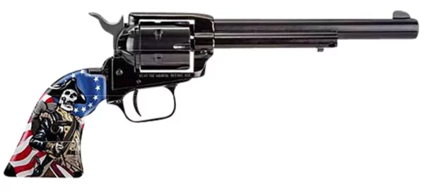 Heritage Mfg RR22B6CSS Rough Rider Independence Day 22 LR 6 Shot 6.50" Black Oxide Barrel, Frame & Cylinder, Custom Designed US Flag w/Soldier Grips