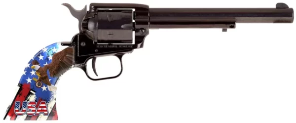Heritage Mfg RR22B6US08 Rough Rider  22 LR 6rd 6.50" Black Oxide Alloy Steel Barrel & Cylinder, Black Oxide Zinc Alloy Frame, USA Eagle Polymer Grip, Manual Safety, Exposed Hammer